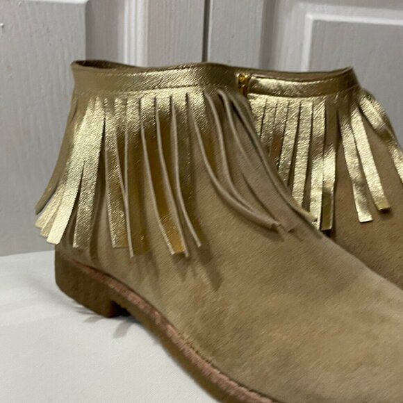 kATE SPADE NEW YORK  FRINGE SUEDE GIPSY BOHO ANKLE SUEDE BOOTS TRUFFLE SIZE 6.5 - Picture 15 of 16